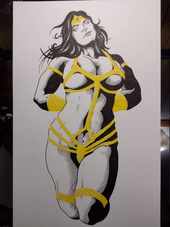 Wonder Woman arte original bondage shibari kinbaku bdsm kink - Etsy México