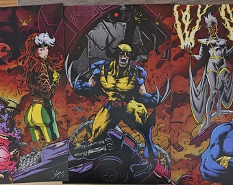 X-Men 97 Satz von drei 11x17 Original-Kunstdrucken Wolverine Rogue Gambit Storm Cyclops Logan Sentinel Heroes Mutant Cartoon Comic