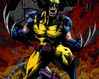 Wolverine 11x17 original Kunstdruck X-Men Gambit Schurke Zyklop Sturm 97 Cartoon Comic Helden Schurken