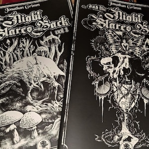 And the Night Stares Back vols. 1 AND 2  A dark fantasy art & coloring book horror sci fi science fiction gothic goth monster creature fae