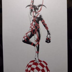 Bound Tarot Deck Original Art the Fool Bondage Shibari Kinbaku Demon