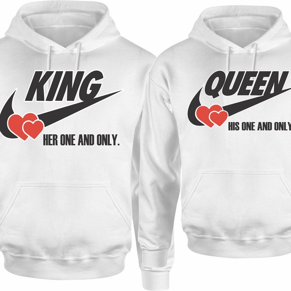 King and Queen Crown Gold Silver Christmas Hoodies Pull over  Matching Love Couples Valentines  Matching