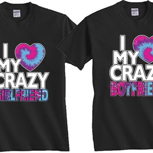 Camiseta de pareja con corazones teñidos a juego: camiseta de novios locos