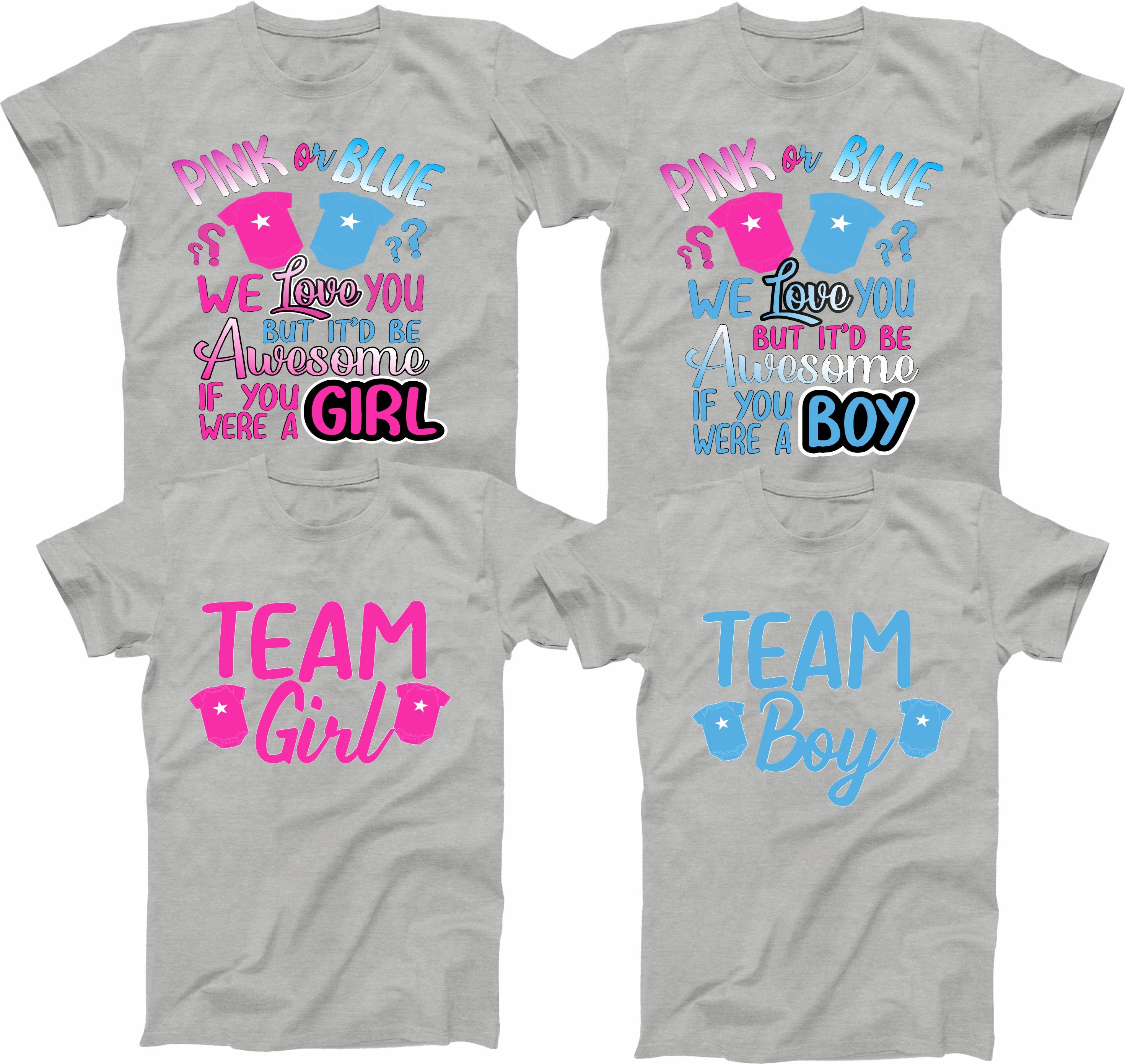 Fishing Gender Reveal Shirt Fish-he or Fish-She Team Girl Team Boy Gender Reveal Tshirt Team Fish-She Team Fish-he Matching Family Shirts