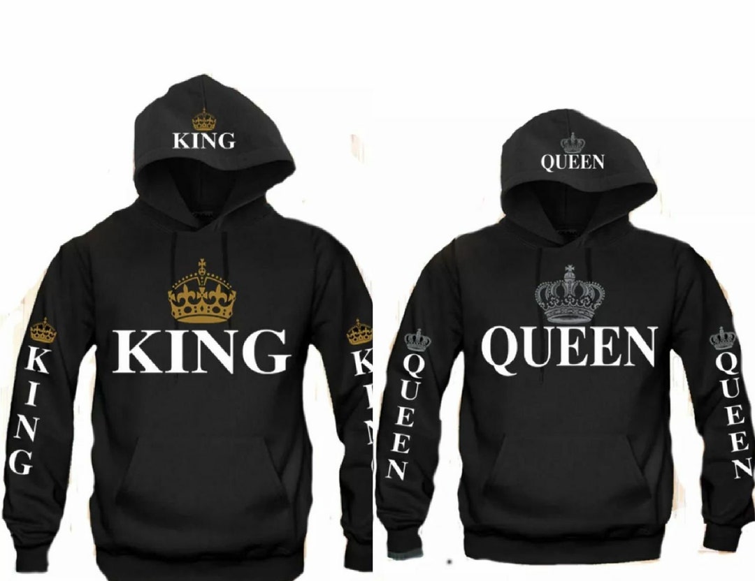 Women KING QUEEN King and Queen Crown Couple Color Block Sweatshirt