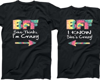 Matching BFF T-Shirt Set: Crazy Friends Tie Dye Tee