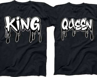 King  or Queen Dripping  Shirt Gold and Silver Crown Matching shirts for Couples