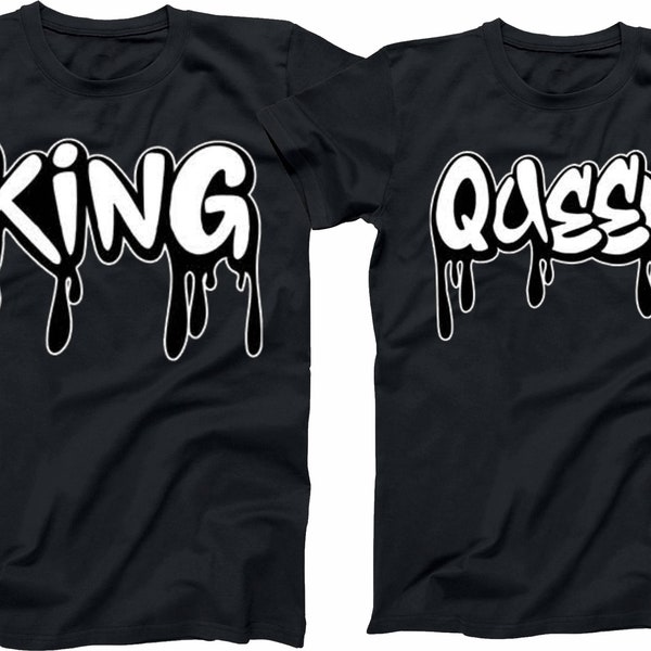 King  or Queen Dripping  Shirt Gold and Silver Crown Matching shirts for Couples