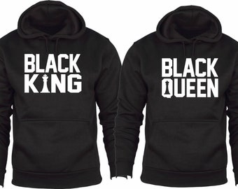 Black King and Queen Matching Couple Hoodies