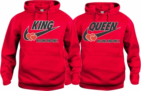 King and Queen Crown Gold Silver Christmas Hoodies Pull Over Matching Love Couples Valentines Matching Etsy New Zealand