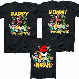Birthday Boy Family poke mon Funny Matching Cute Custom T-Shirts