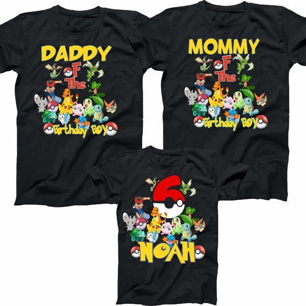 Birthday Boy Family poke mon Funny Matching Cute Custom T-Shirts