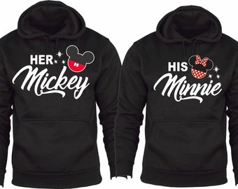 Mickey and Minnie Funny  Christmas Hoodies Pull over  Matching Love Couples Valentines  Matching
