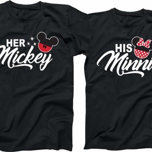 Her Mickey His Minnie Christmas T-Shirts: Matching Couple Tees