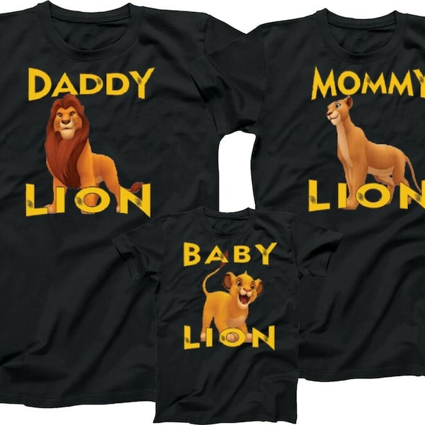 Daddy Mommy Baby Lion King Family  Matching Cute T-Shirts