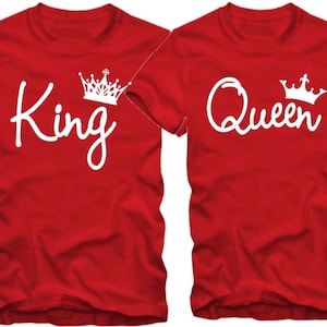 King and Queen Crown  Love Shirt Matching T shirts for Couples