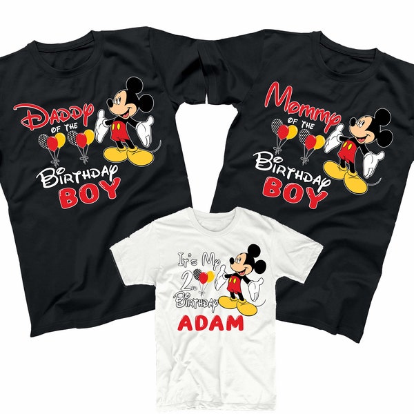mickey mouse balloons Birthday Boy Family Funny Matching Cute Custom T-Shirts