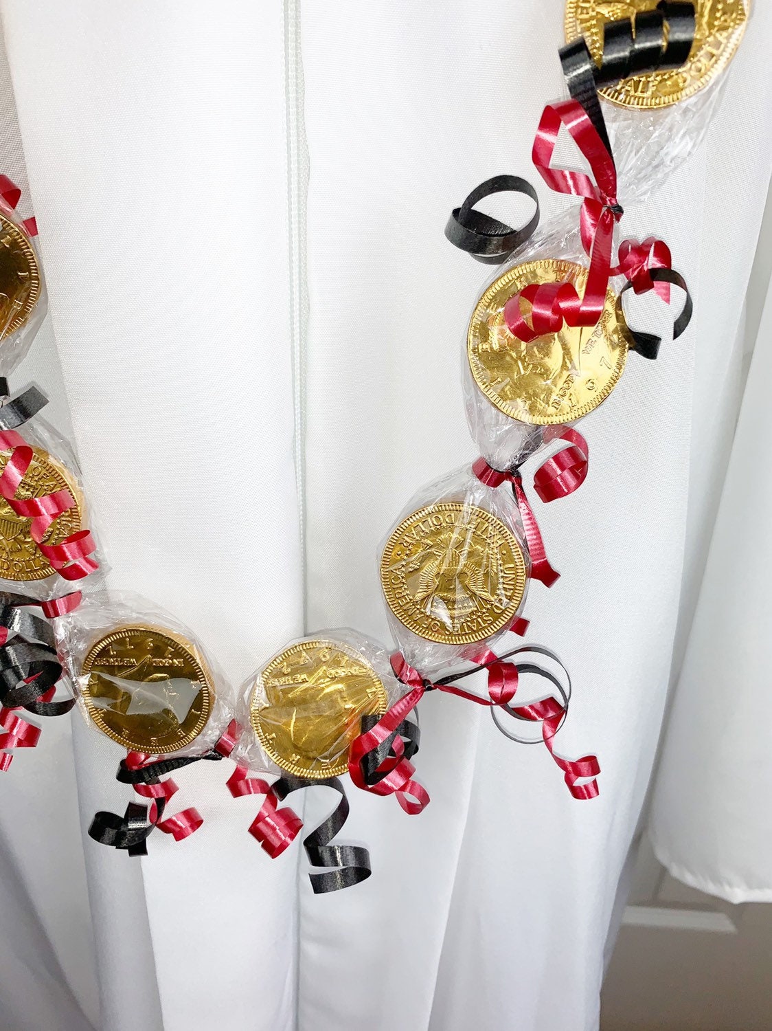 CANDY LEI Graduation Lei GOLD Coin Chocolates Party Favors Awards