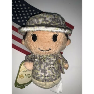 Itty Bitty GIRL TAN Ethnic Skin Tone w Black Hair Itty PERSONALIZED Skin Tone Camo  Army Soldier Military