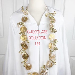 CANDY LEI - Graduation Lei - GOLD Coin Chocolates - Party Favors - Awards - Weddings - Showers - Custom Made