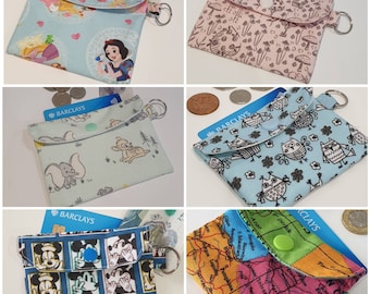 Handmade Disney Princess Dumbo Bambi Mickey Mouse Travel Card Holder with Keyring attachment | Perfect unique gift | Handmade with love