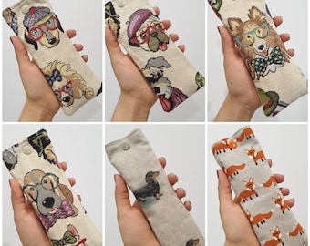 Handmade Tapestry Dogs Specs Glasses Cases | Sunglasses Case | Soft Glasses Case | Unisex Gifts | Padded Soft Pouch | Fabric Spectacles Case