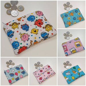 Handmade Mr Men and Little Miss Coin Purses - By Sew This Sew That/ Cute Gift / Coin Pouch / Mr Bump Mr Tiggle Miss Chatterbox Miss Sunshine