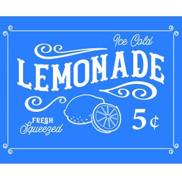 Lemonade Stencil | Farmhouse Sign | Reusable Adhesive Silkscreen Transfer | Shelf Sitter Sign | Wood chalk painting | Rustic Decor