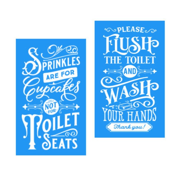 Bathroom Stencils Etsy