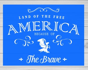Fourth of July Stencil | Reusable Adhesive Silkscreen Stencil | Land of the free | Wood chalk painting | Mesh transfer | seasonal | 11x8.5in