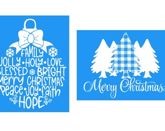 Christmas Stencil, Reusable Adhesive Silkscreen Stencil, Winter sign, Wood chalk painting, Mesh transfer, acrylic painting, 11x8.5in