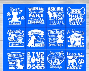 Dogs Reusable Adhesive Silkscreen Stencil | Shelf Sitter Sign | Wood chalk painting | Mesh transfer | Chalk painting | Pet decor | 12"x10"
