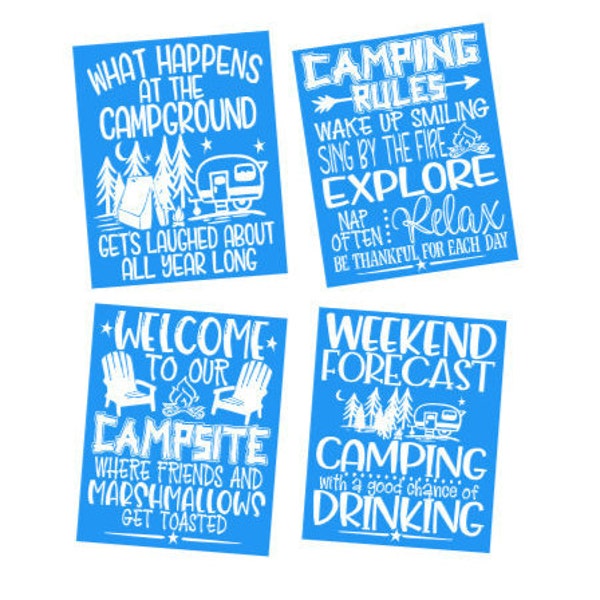 Camping Stencil | Reusable Adhesive Silkscreen Stencil | Summer stencil | Wood chalk painting | Mesh transfer | seasonal sign | 11x8.5in