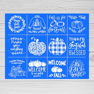 Fall stencils | Shelf Sitter Sign | Reusable Adhesive Silkscreen Stencil | Wood chalk painting | pumpkin sign | seasonal sign | fridge sign