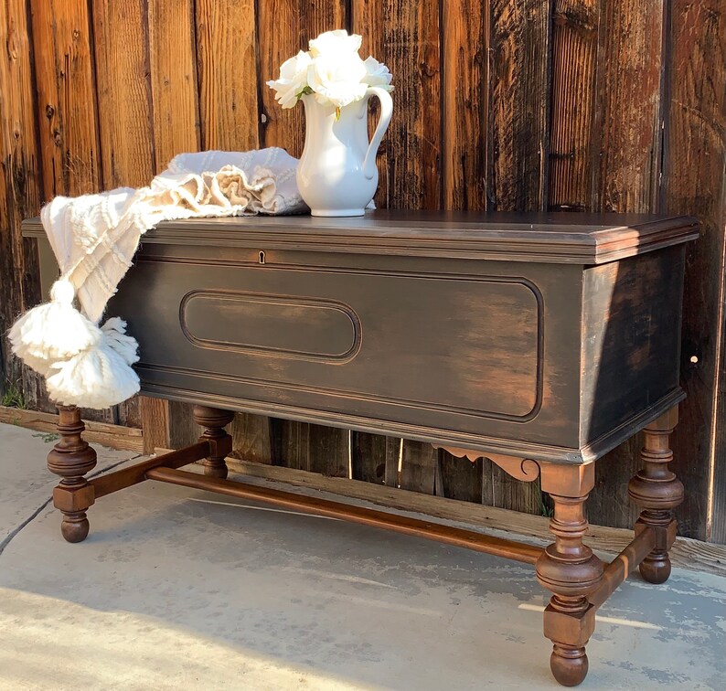 Antique Black Washed Cedar Hope Chest by Caswell Runyan Co. Etsy