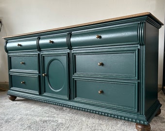 Credenza a buffet vintage con mobili Lexington, salamandra verde