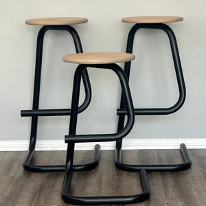 Vintage 1970’s (?) Tubular Paperclip Chairs Barstools Set of 3