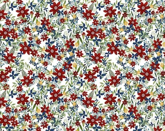 Hometown America Fabrics, 3 Wishes fabrics, Beth Albert, Hometown Flowers, Patriotic Fabric, Floral Fabric