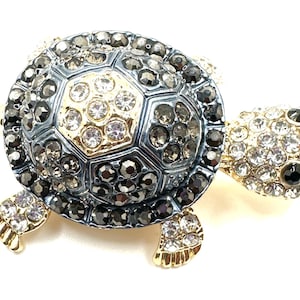 Broche/colgante de tortuga de caja con diamantes de imitación