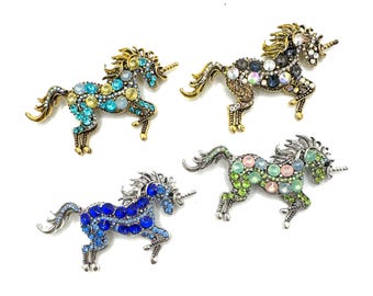 Crystal Unicorn Brooch