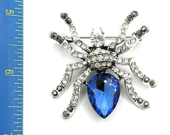 Kryształowa broszka z pająkiem - broszka w stylu vintage z kryształkami i pająkiem, wyrazista biżuteria z motywem owadów