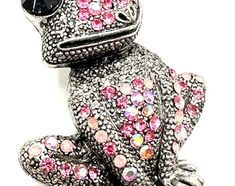 Crystal Frog Brooch - Vintage Style Rhinestone Animal Pin