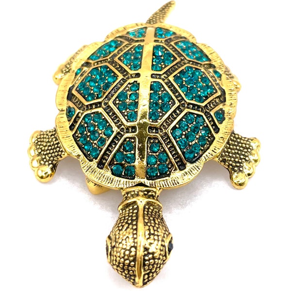 Green Three-Lined Box Turtle Brooch/Pendant