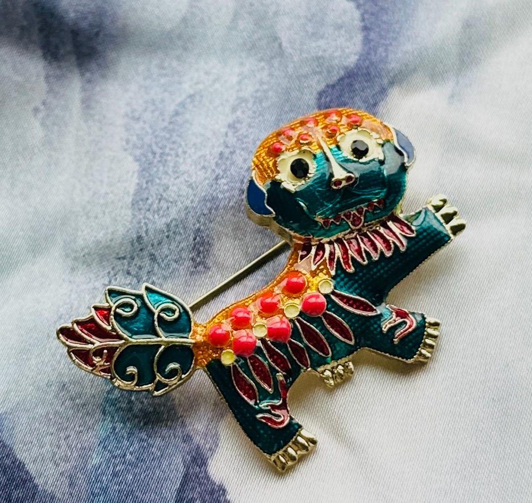 Vintage Style Enamel Dog Brooch, Folk Art Standing Dog Pin - Etsy