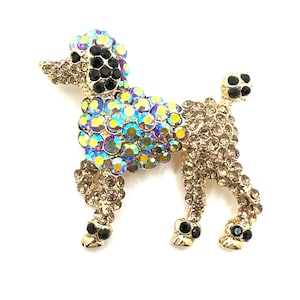 Rhinestones Poodle Brooch