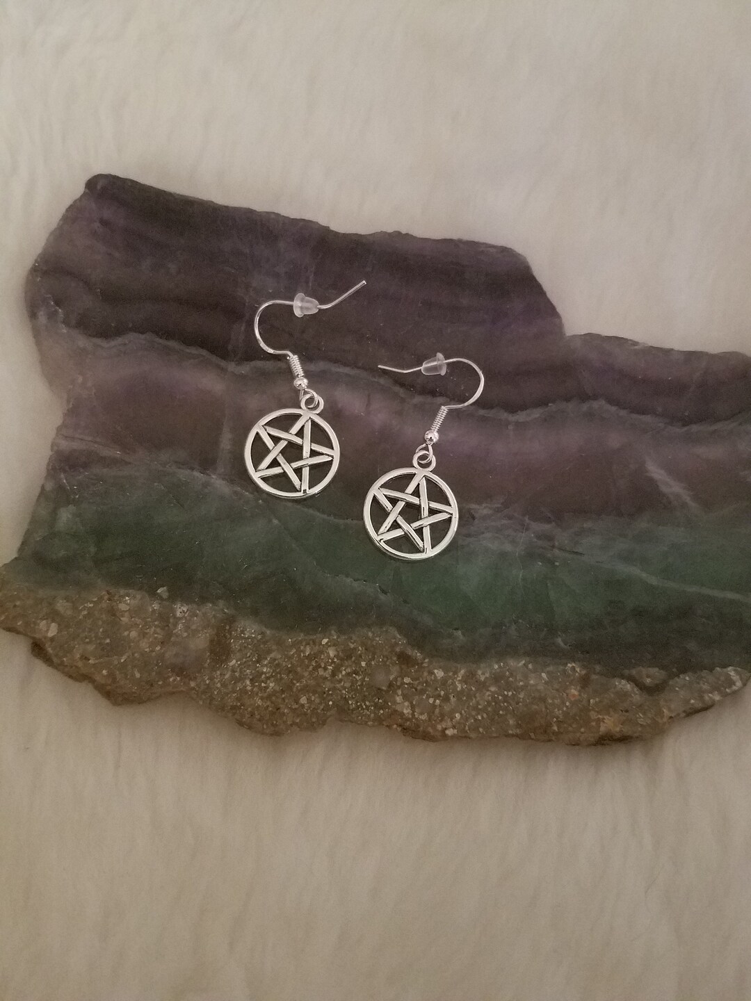 Silver .925 Simple Pentacle Dangle Earrings - Etsy