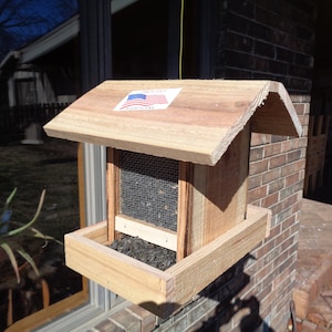 Wild Bird Feeder Cardinal, Finch Wild Bird & Sunflower Seed Feeder All Natural Red Cedar Made in USA