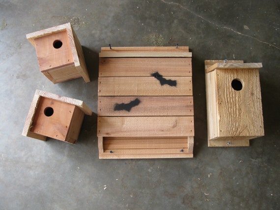 2 Wren Bird House Nesting Box All Natural Rough Sawn Western Red Cedar Made USA