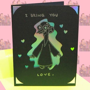 Tarjeta holográfica "Te traigo amor" [Día de San Valentín y aniversario]