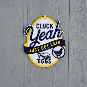 Chicken - Hen Fresh Eggs - Just Laid - Funny Multi-layer Sign